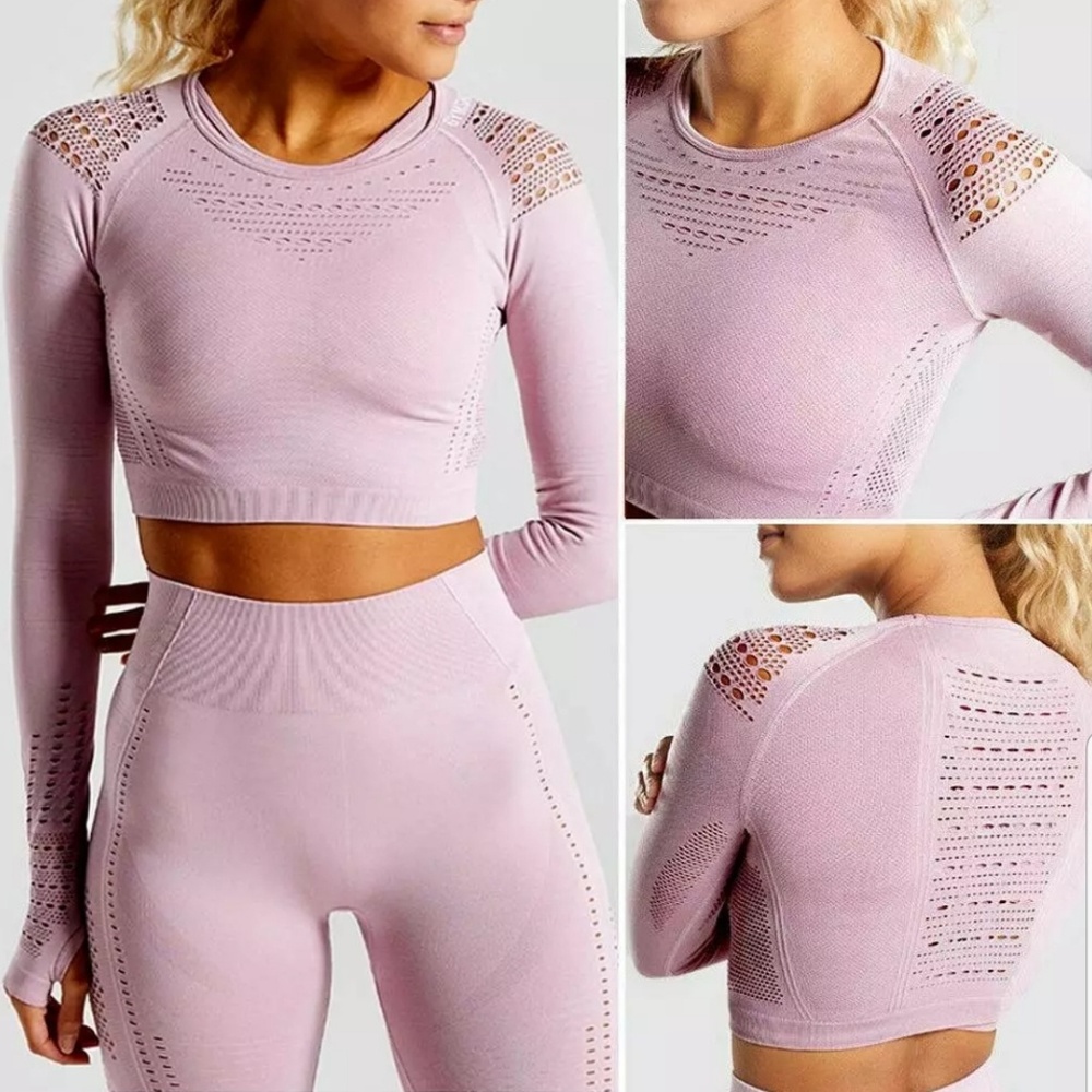 Long sleeve crop top/sports/gym/workout/top